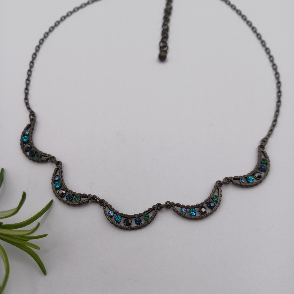 SOLD - Crystal Crescent Necklace - Picture 8 of 14